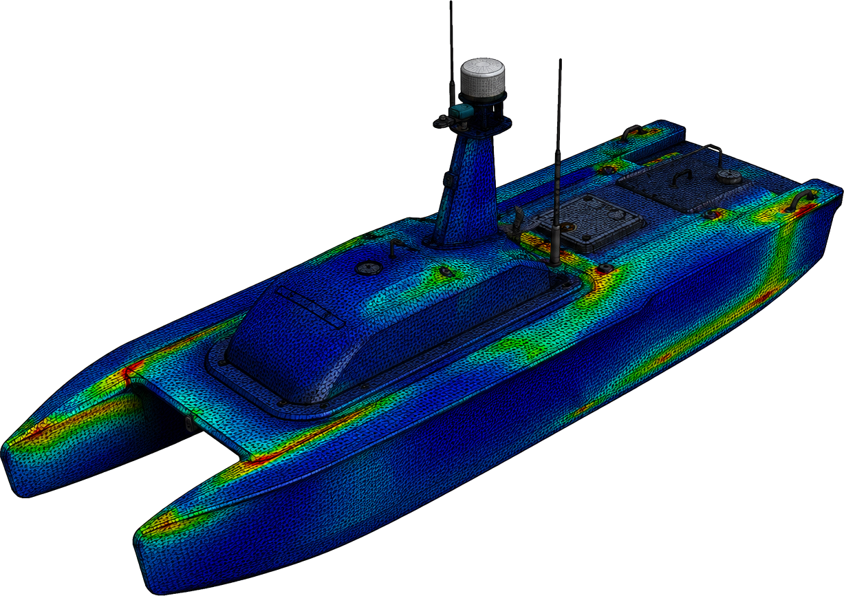 Catamaran structural stress simulation